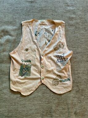 Vintage Blue Fish button down vest